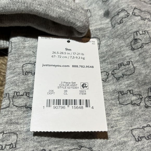 Infant gray sweat pant suit with little pigs - Picture 5 of 5